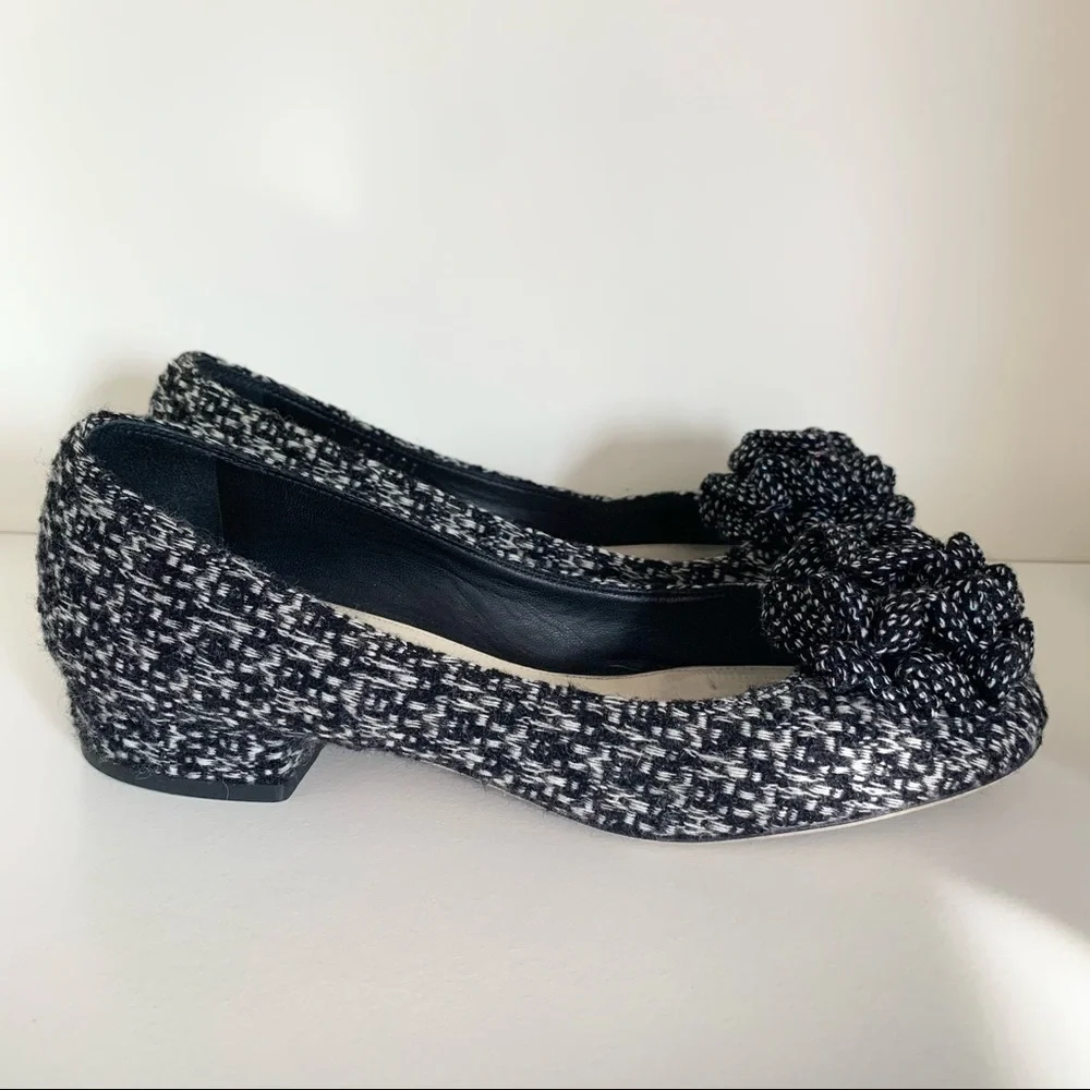 Chanel tweed camellia ballerinas